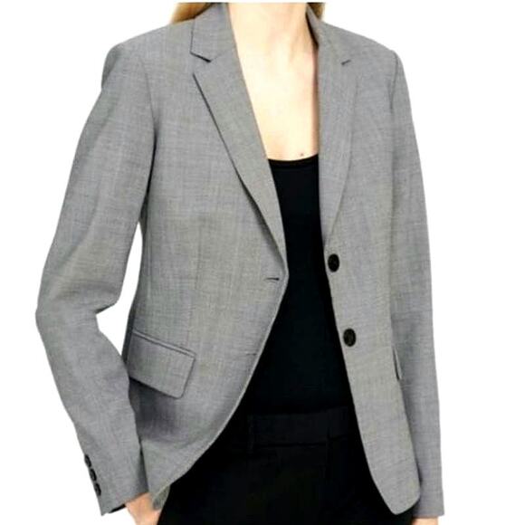 Theory Carissa Virgin Wool Gray Blazer Two Button Tailored Work Office Size 6 - Picture 14 of 16